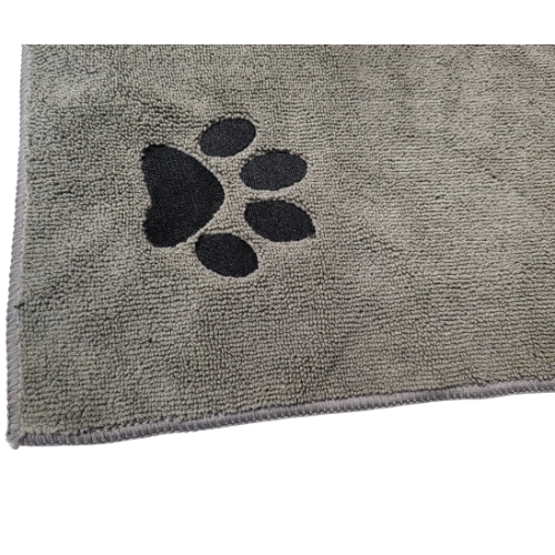 Embroidered Paw Microfiber pet towel for grooming--DETAIL