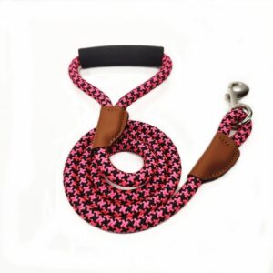Multi-colored Swallow gird Pet rope leash with leather and Comfortable handle