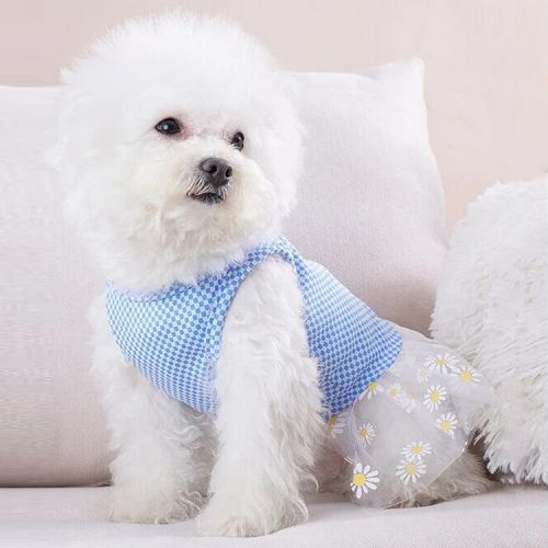 Customized Comfortable Cats and Dogs summer cooling dress with Flower Gauze