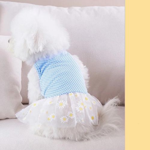 Customized Comfortable Cats and Dogs summer cooling dress with Flower Gauze - Image 2