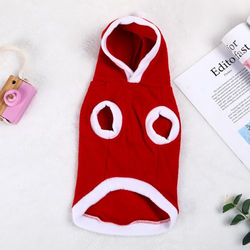 Winter cat casual Red Christmas Fleece hoodie warm pet costume - Image 4