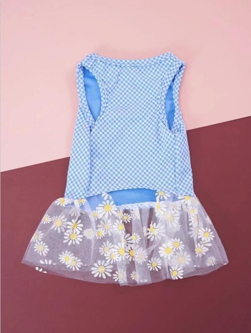 Customized Comfortable Cats and Dogs summer cooling dress with Flower Gauze - Image 4