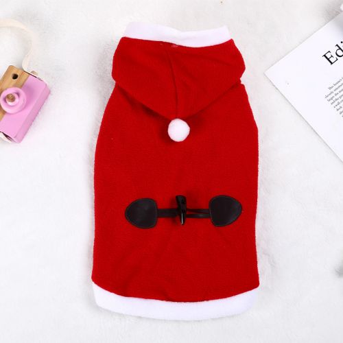 Winter cat casual Red Christmas Fleece hoodie warm pet costume - Image 6